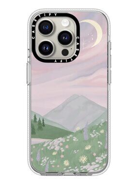 Casetify IPhone 15 Pro Impact Clear Case MagSafe Compatible Twilight Mountains